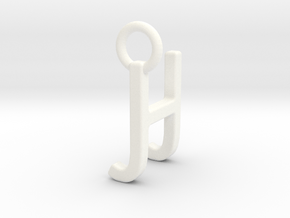 Two way letter pendant - HJ JH in White Processed Versatile Plastic