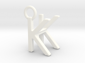 Two way letter pendant - HK KH in White Processed Versatile Plastic
