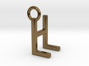 Two way letter pendant - HL LH in Polished Bronze
