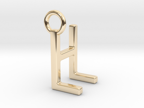 Two way letter pendant - HL LH in 14k Gold Plated Brass
