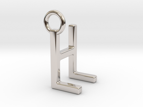Two way letter pendant - HL LH in Rhodium Plated Brass