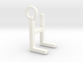 Two way letter pendant - HL LH in White Processed Versatile Plastic