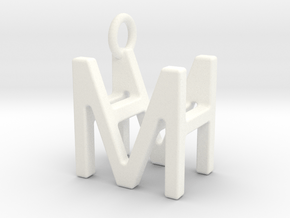 Two way letter pendant - HM MH in White Processed Versatile Plastic