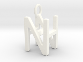 Two way letter pendant - HN NH in White Processed Versatile Plastic