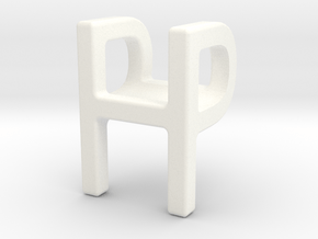 Two way letter pendant - HP PH in White Processed Versatile Plastic