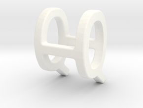 Two way letter pendant - HQ QH in White Processed Versatile Plastic