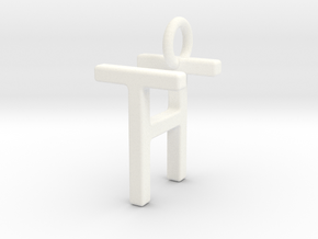 Two way letter pendant - HT TH in White Processed Versatile Plastic