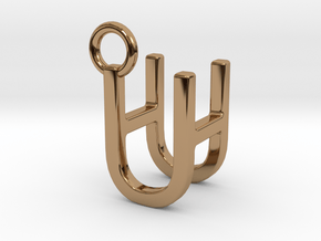 Two way letter pendant - HU UH in Polished Brass