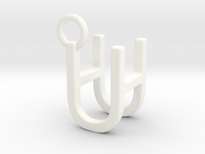Two way letter pendant - HU UH in White Processed Versatile Plastic