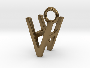Two way letter pendant - HV VH in Polished Bronze