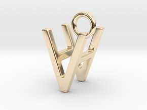 Two way letter pendant - HV VH in 14k Gold Plated Brass