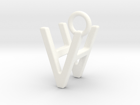 Two way letter pendant - HV VH in White Processed Versatile Plastic