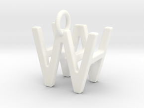 Two way letter pendant - HW WH in White Processed Versatile Plastic