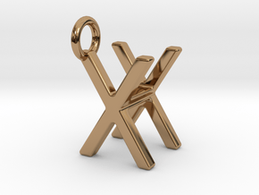 Two way letter pendant - HX XH in Polished Brass