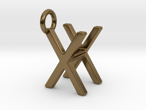 Two way letter pendant - HX XH in Polished Bronze