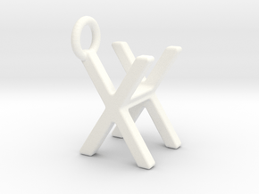 Two way letter pendant - HX XH in White Processed Versatile Plastic