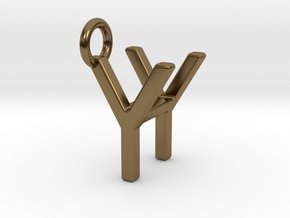 Two way letter pendant - HY YH in Polished Bronze