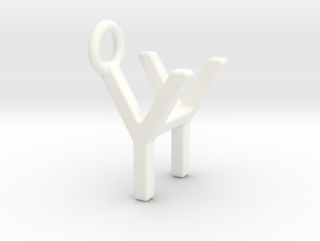 Two way letter pendant - HY YH in White Processed Versatile Plastic