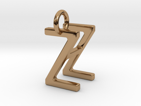 Two way letter pendant - HZ ZH in Polished Brass