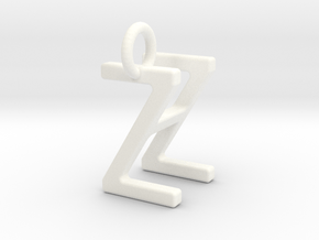 Two way letter pendant - HZ ZH in White Processed Versatile Plastic