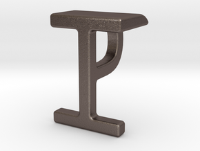 Two way letter pendant - IP PI in Polished Bronzed Silver Steel