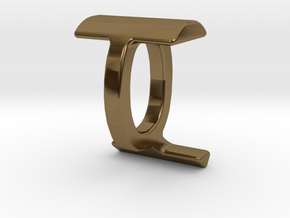 Two way letter pendant - IQ QI in Polished Bronze