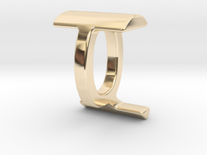Two way letter pendant - IQ QI in 14k Gold Plated Brass
