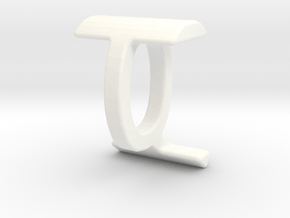 Two way letter pendant - IQ QI in White Processed Versatile Plastic