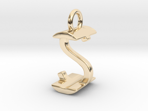 Two way letter pendant - IS SI in 14k Gold Plated Brass