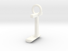 Two way letter pendant - IJ JI in White Processed Versatile Plastic