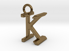Two way letter pendant - IK KI in Polished Bronze