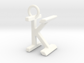 Two way letter pendant - IK KI in White Processed Versatile Plastic