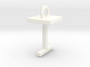 Two way letter pendant - IT TI in White Processed Versatile Plastic