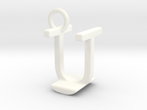 Two way letter pendant - IU UI in White Processed Versatile Plastic