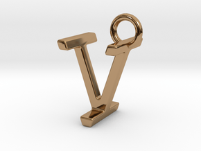 Two way letter pendant - IV VI in Polished Brass
