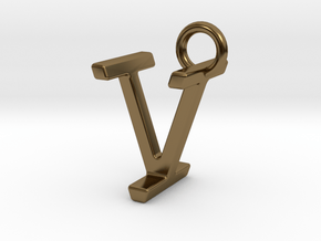 Two way letter pendant - IV VI in Polished Bronze