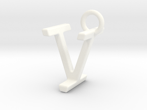 Two way letter pendant - IV VI in White Processed Versatile Plastic