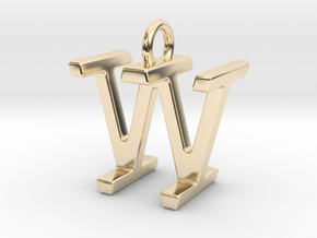 Two way letter pendant - IW WI in 14k Gold Plated Brass