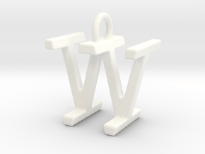 Two way letter pendant - IW WI in White Processed Versatile Plastic