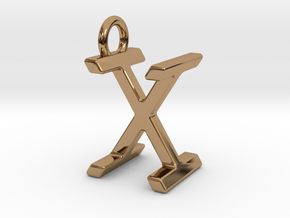 Two way letter pendant - IX XI in Polished Brass