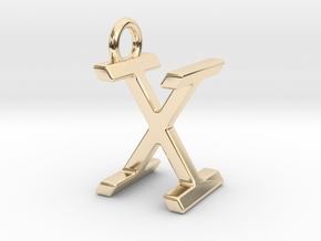 Two way letter pendant - IX XI in 14k Gold Plated Brass