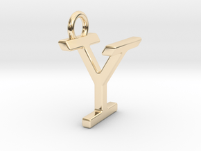 Two way letter pendant - IY YI in 14k Gold Plated Brass