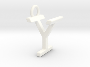 Two way letter pendant - IY YI in White Processed Versatile Plastic