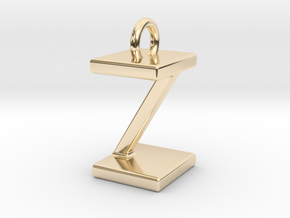 Two way letter pendant - IZ ZI in 14k Gold Plated Brass