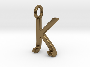 Two way letter pendant - JK KJ in Polished Bronze