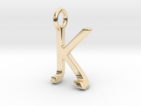 Two way letter pendant - JK KJ in 14k Gold Plated Brass