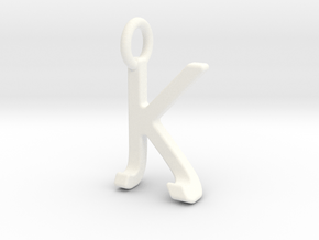 Two way letter pendant - JK KJ in White Processed Versatile Plastic