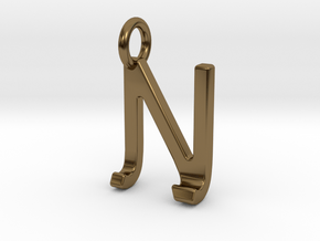 Two way letter pendant - JN NJ in Polished Bronze
