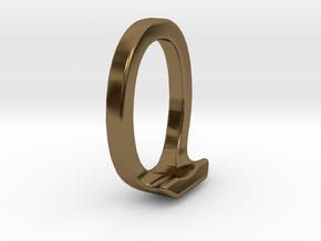 Two way letter pendant - JO OJ in Polished Bronze