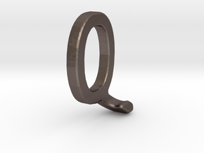Two way letter pendant - JQ QJ in Polished Bronzed Silver Steel